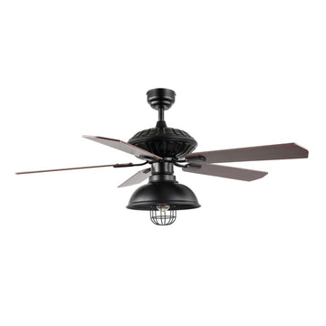 Ashton 52" Farmhouse Industrial Iron Dome Shade LED Ceiling Fan With Remote - JONATHAN Y